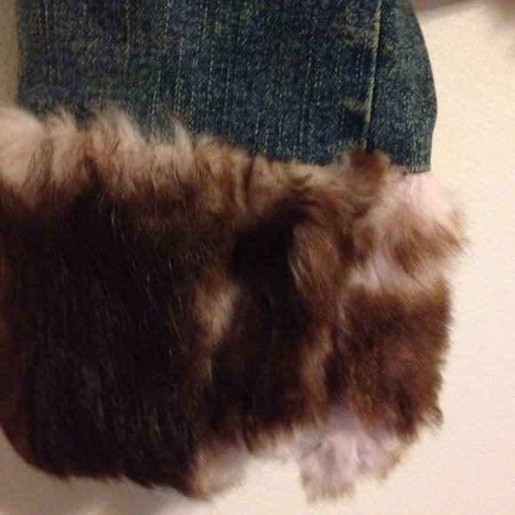 Sheri Bodell Blue Jean Jacket with Rabbit Fur - Picture 3 of 5